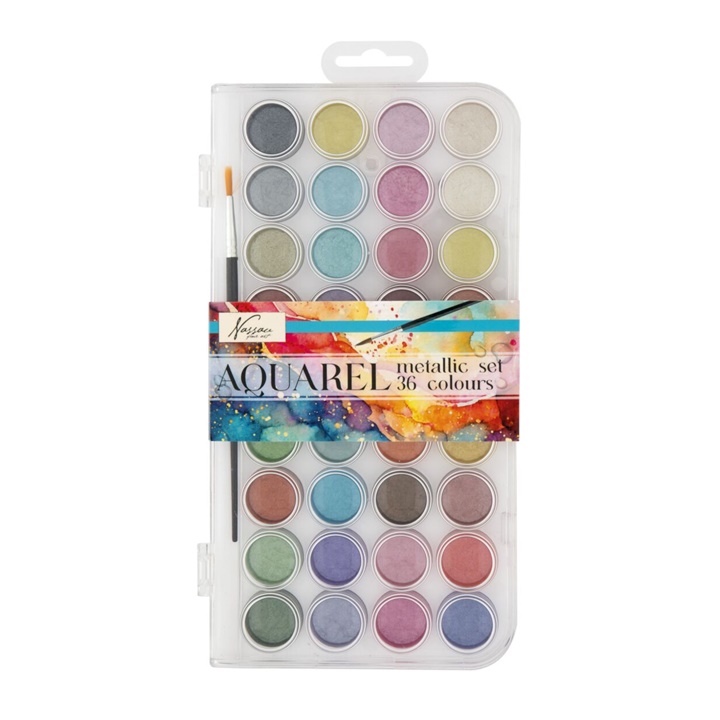 Metallic Aquarell Set Nassau 36 Stück + Pinsel
