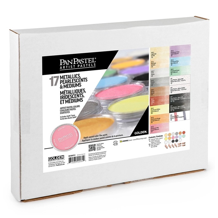 PanPastel Metallic und Perlglanz Pastell Set mit Goldmedium - 17 Stück