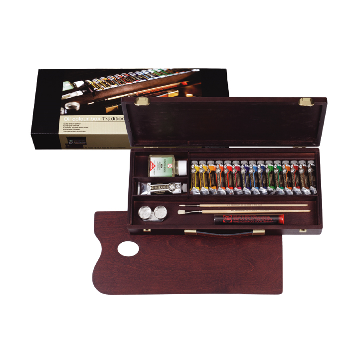Rembrandt Ölfarbenkasten traditionell/15x15ml +1x40ml + Zubehör