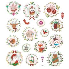 Set mit 18 Weihnachtsaufklebern | Weihnachtskränze