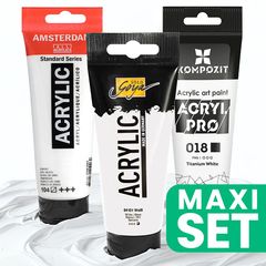 Vorteilhaftes Set von 3 weißen Acrylfarben