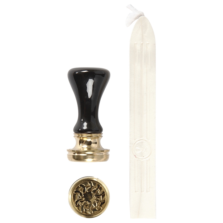 Wachssiegel-Set mit Lorbeerkranz-Stempel | 0 mother of pearl